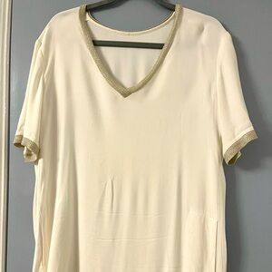 White Maje dress, sz. M viscose, golden trim
